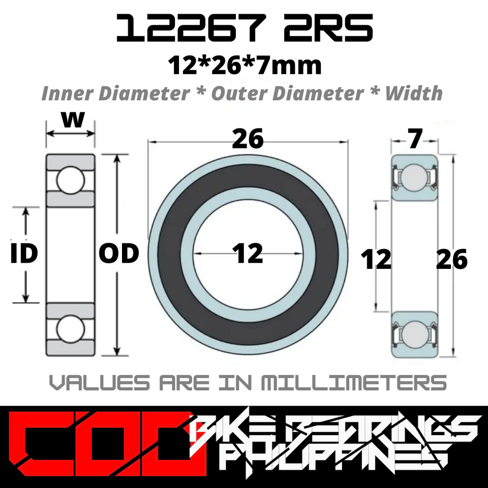 12267 RS / 2RS JAPAN Chrome Steel Rubber Sealed Bearing for Bike Hubs