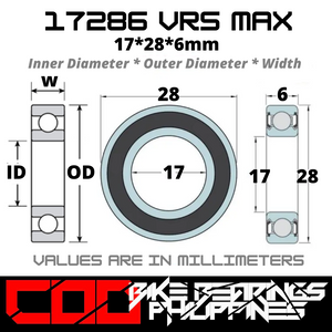 17286 VRS MAX JAPAN Chrome Steel Rubber Sealed Bearing for Full Sus Bike Frames