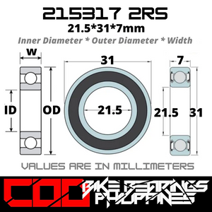 215317 RS / 2RS JAPAN Chrome Steel Rubber Sealed Bearing for Bike Bottom Brackets