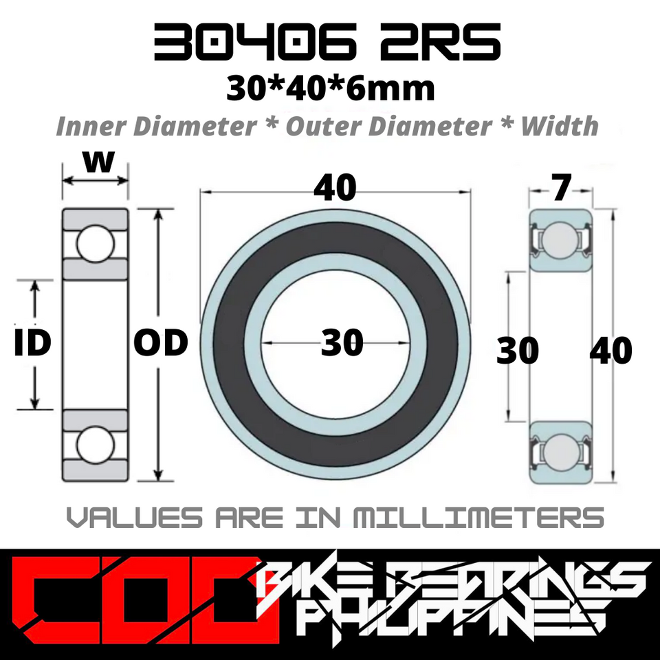 30406 RS / 2RS JAPAN Chrome Steel Rubber Sealed Bearing for Bike Bottom Brackets