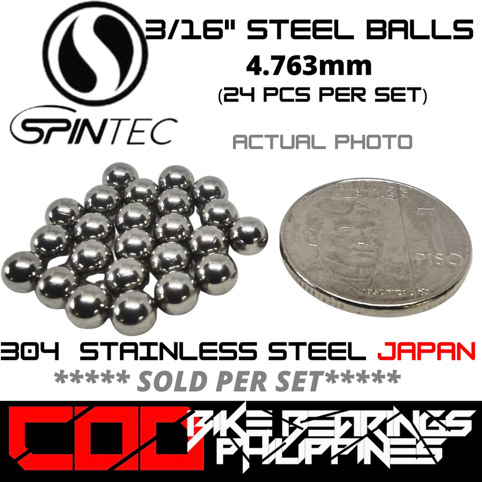 3/16" (4.763mm) Stainless Steel Loose Ball Bearings (24pcs) for Bike Hubs