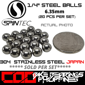 1/4" (6.35mm) Stainless Steel Loose Ball Bearings (20pcs) for Bike Hubs