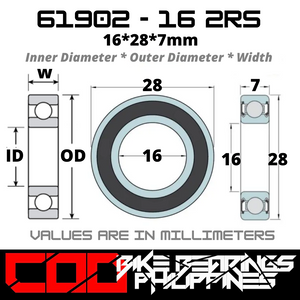 61902-16 RS / 2RS JAPAN Chrome Steel Rubber Sealed Bearing for Bike Hubs