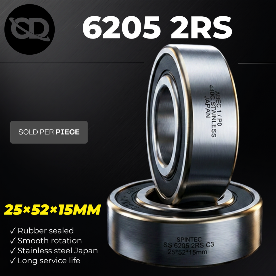 6205 2RS 440C Stainless Steel Bearing 25x52x15mm - Spintec