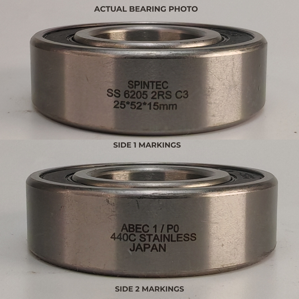 6205 2RS 440C Stainless Steel Bearing 25x52x15mm - Spintec