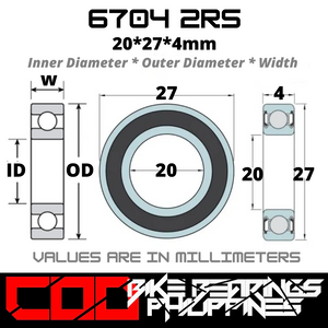 6704 RS / 2RS JAPAN Chrome Steel Rubber Sealed Bearing for Bike Hubs