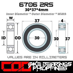 6706 RS / 2RS JAPAN Rubber Sealed Bearing for Bike Hubs