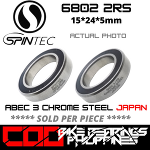 6802 RS / 2RS JAPAN Chrome Steel Rubber Sealed Bearing for Bike Hubs