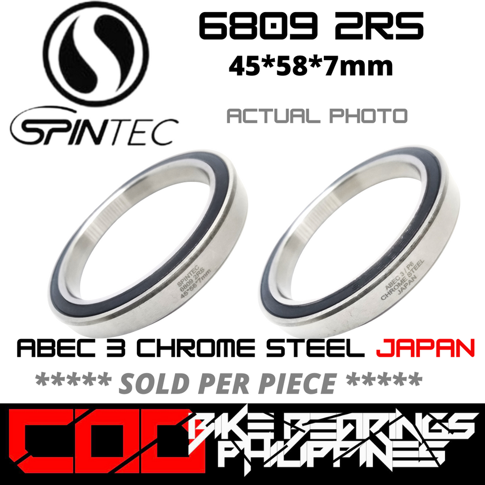 6809 RS / 2RS JAPAN Chrome Steel Rubber Sealed Bearing for Bike Hubs