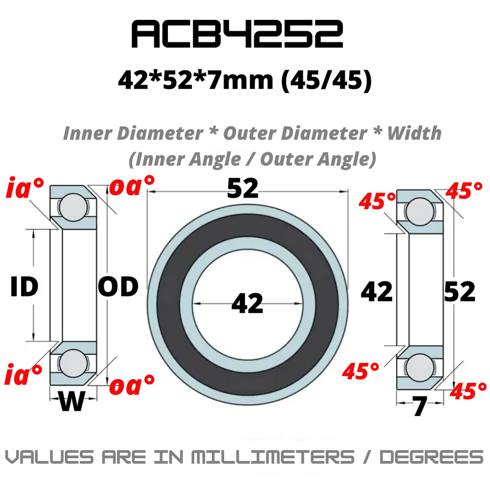 ACB4252 JAPAN Chrome Steel Rubber Sealed Bearing for Bike Headsets