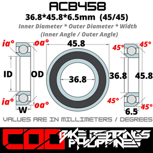 ACB458 JAPAN Chrome Steel Rubber Sealed Bearing for Bike Headsets