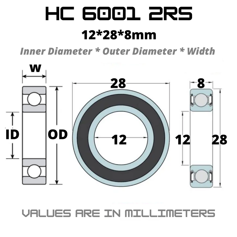 HC 6001 2RS HYBRID CERAMIC JAPAN Bearings for Bike Hubs