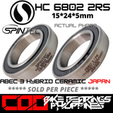 HC 6802 RS / 2RS Hybrid Ceramic JAPAN Rubber Sealed Bearing for Bike Hubs