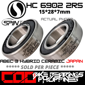 HC 6902 RS / 2RS Hybrid Ceramic JAPAN Rubber Sealed Bearing for Bike Hubs