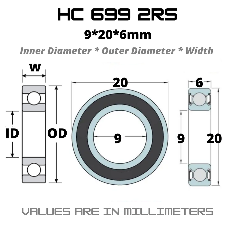 HC 699 RS / 2RS Hybrid Ceramic JAPAN Rubber Sealed Bearing for Bike Hubs