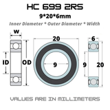 HC 699 RS / 2RS Hybrid Ceramic JAPAN Rubber Sealed Bearing for Bike Hubs