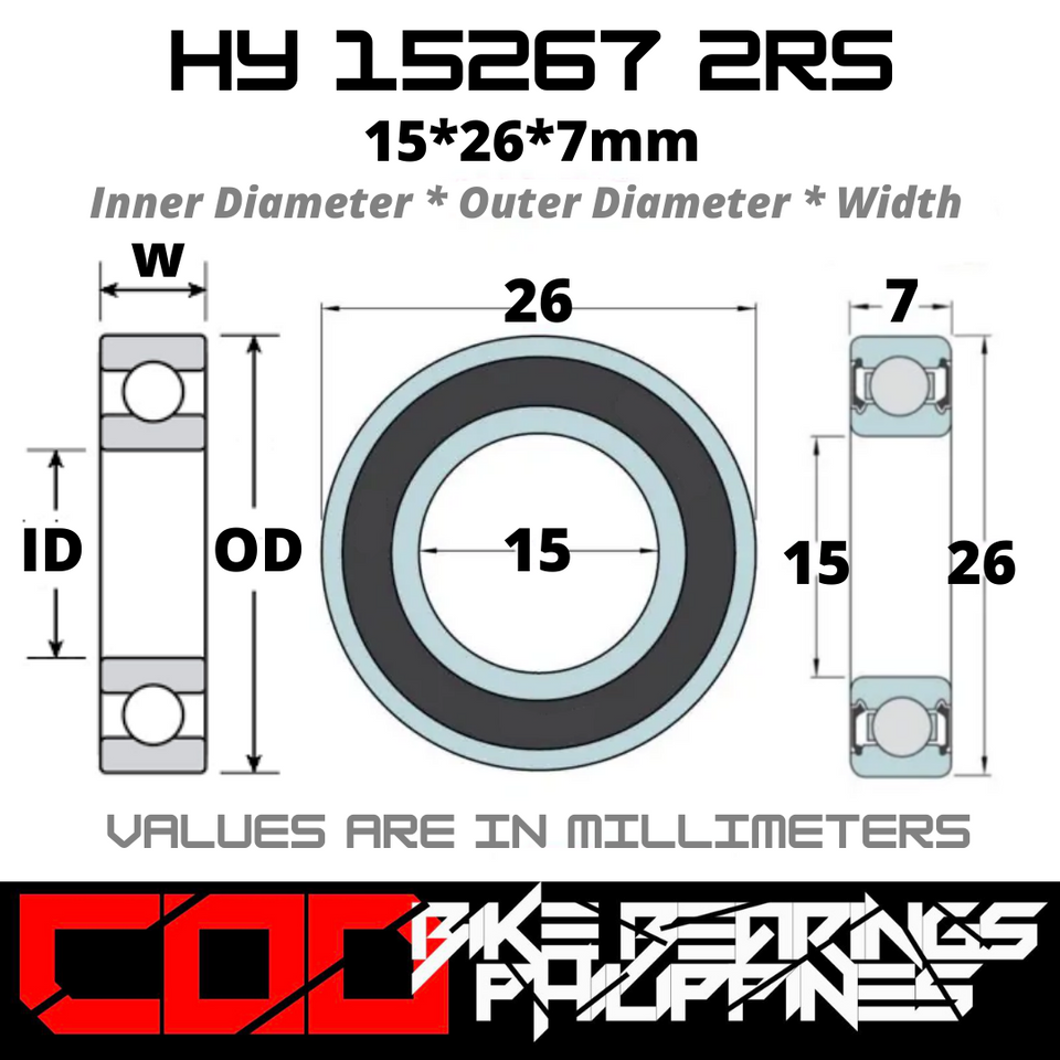 HY15267 RS / 2RS Hybrid Ceramic JAPAN Rubber Sealed Bearing for Bike Hubs