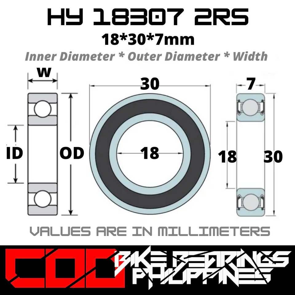 HY18307 RS / 2RS Hybrid Ceramic JAPAN Rubber Sealed Bearing for Bike Hubs