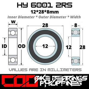 HY6001 2RS HYBRID CERAMIC JAPAN Bearings for Bike Hubs