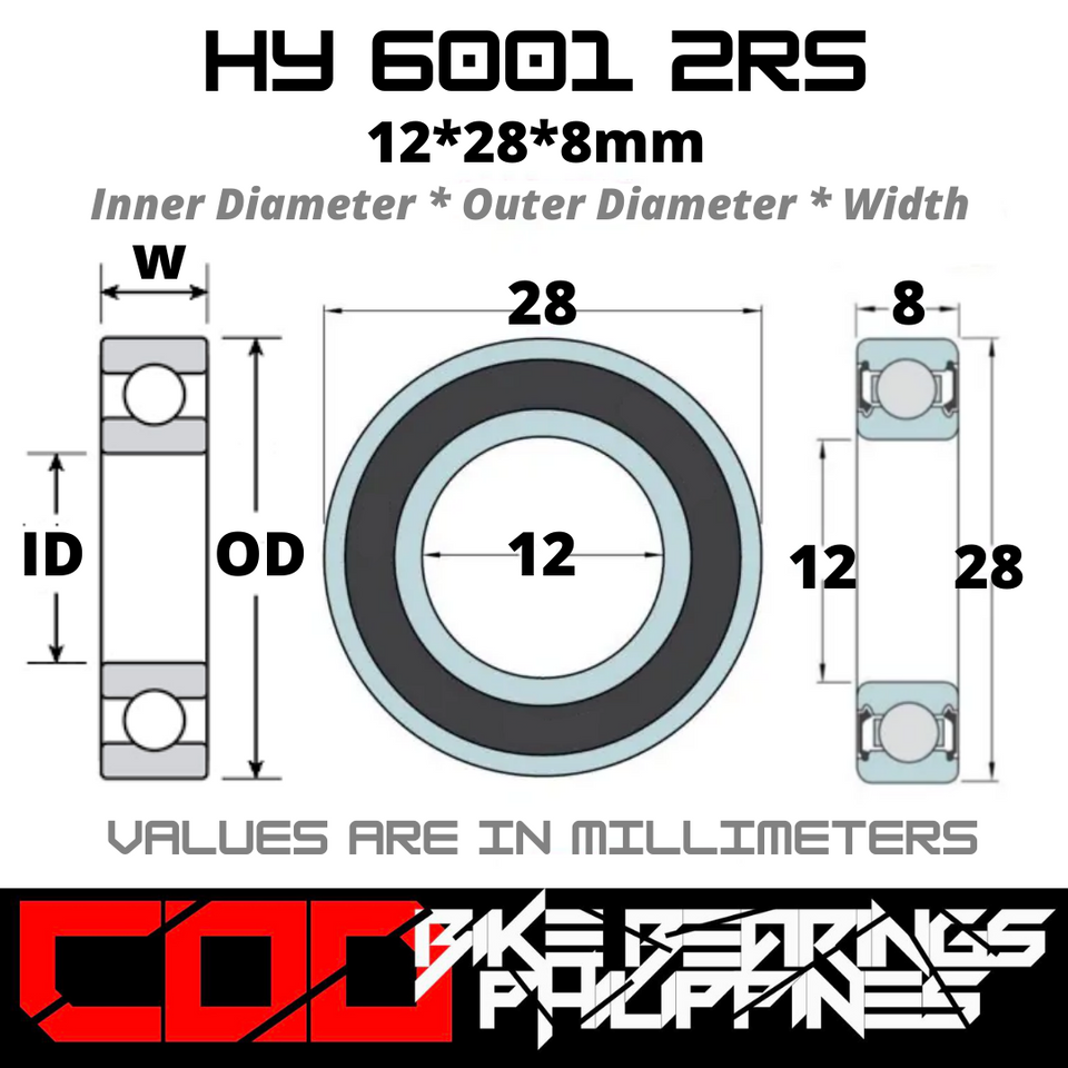 HY 6001 2RS HYBRID CERAMIC JAPAN Bearings for Bike Hubs