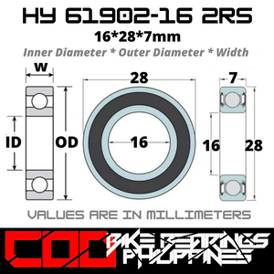 HY61902-16 RS / 2RS Hybrid Ceramic JAPAN Rubber Sealed Bearing for Bike Hubs