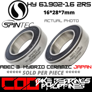 HY61902-16 RS / 2RS Hybrid Ceramic JAPAN Rubber Sealed Bearing for Bike Hubs