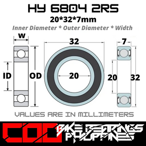 HY6804 RS / 2RS Hybrid Ceramic JAPAN Rubber Sealed Bearing for Bike Hubs