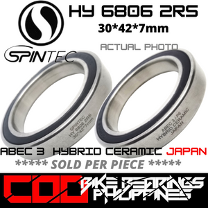 HY6806 RS / 2RS Hybrid Ceramic JAPAN Rubber Sealed Bearing for Bike Hubs / Bottom Brackets