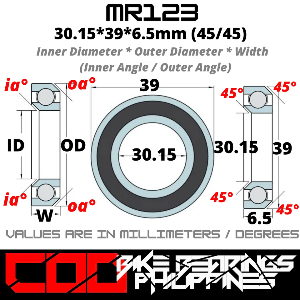 MR123 JAPAN Chrome Steel Rubber Sealed Bearing for Bike Headsets