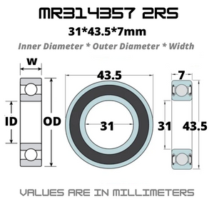 MR 314357 2RS Japan Chrome Steel Rubber Sealed Bearings for Bike Bottom Brackets