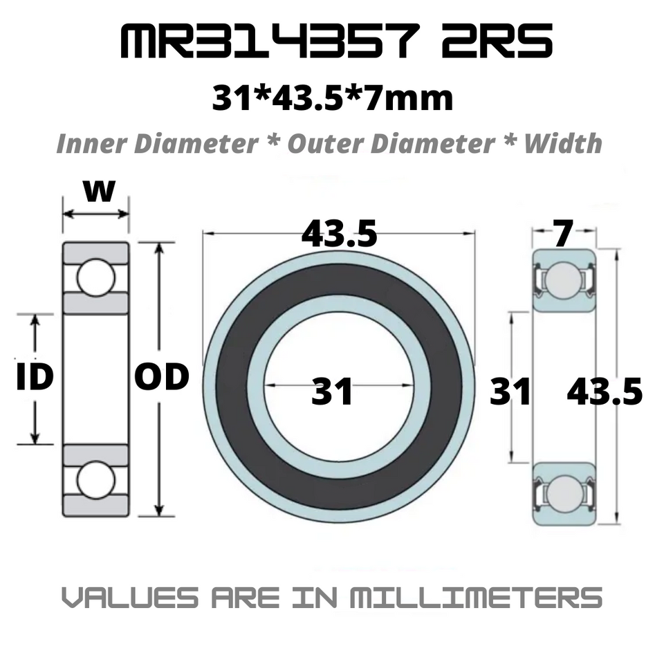 MR 314357 2RS Japan Chrome Steel Rubber Sealed Bearings for Bike Bottom Brackets
