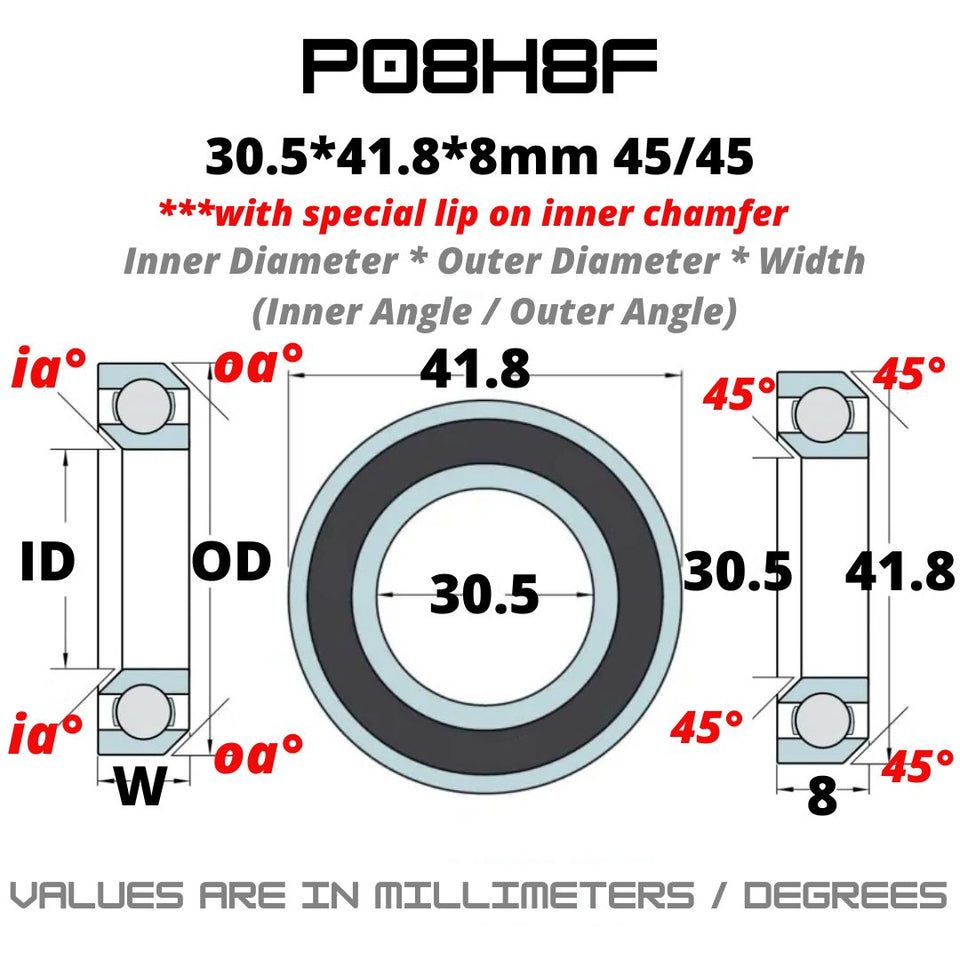 P08H8F / P08F Japan Chrome Steel Rubber Sealed Bearings for Bike Headsets
