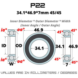 P22 Japan Chrome Steel Rubber Sealed Bearings for Bike Headsets