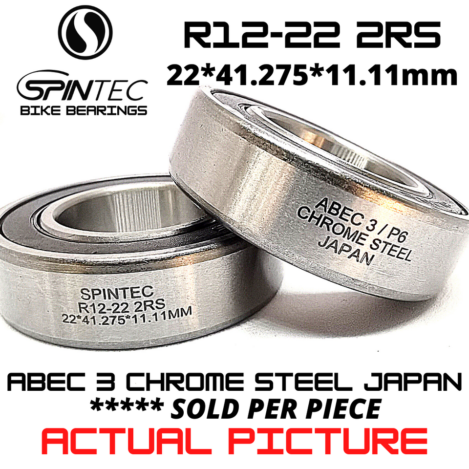 R12 - 22  RS / 2RS JAPAN Chrome Steel Rubber Sealed Bearing for BMX Bottom Brackets