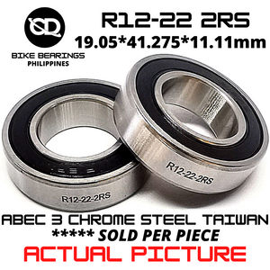 R12 - 22  RS / 2RS TAIWAN Chrome Steel Rubber Sealed Bearing for BMX Bottom Brackets